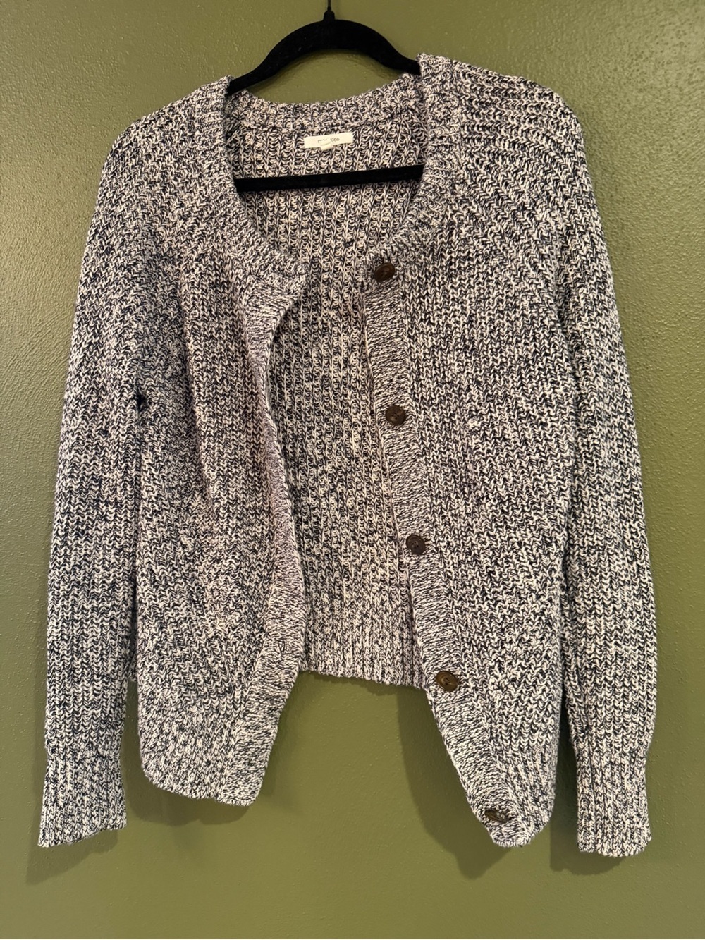 Maurices Black and White Marled Button-Front Cardigan Sweater